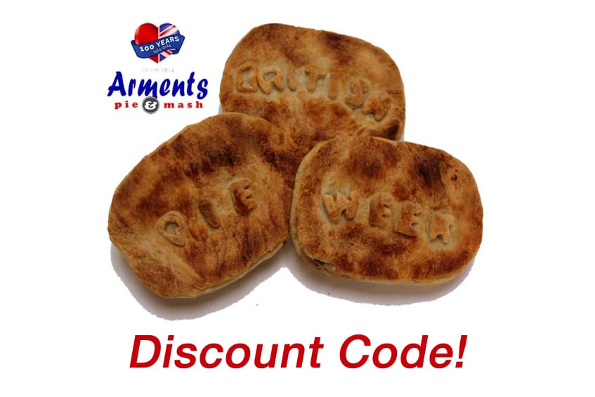 British Pie Week - Arments Pie & Mash - Online Order Discount Code!